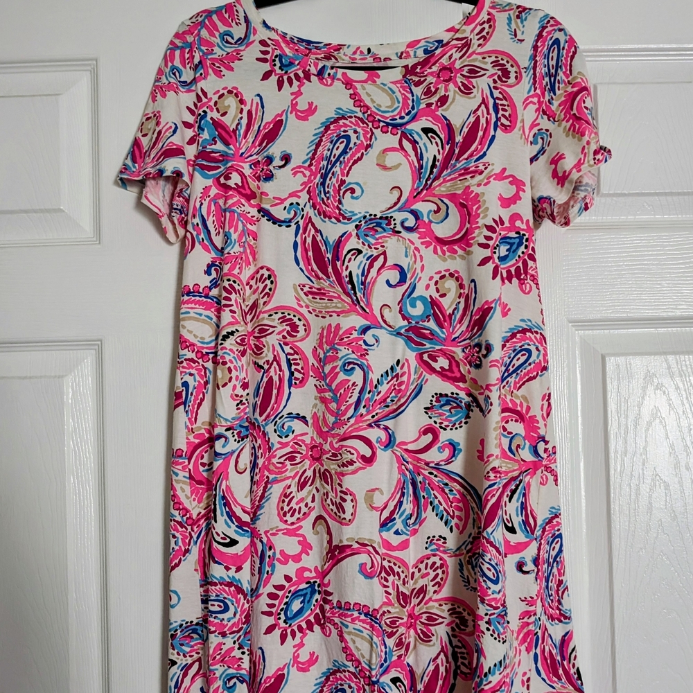 Lilly Pulitzer Cream Mini Dress with Pink & Blue Paisley